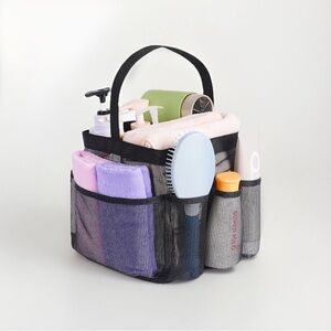 Portable Mesh Shower Caddy College Dorm Bathroom Tote Organizer Black NEW